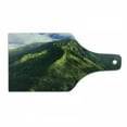 thumbnail image 1 of Mountain Cutting Board, Aerial View of Jungle Forest on the Mountains Tropical Exotic Hawaii Nature, Tempered Glass Cutting and Serving Board, Wine Bottle Shape, Green Blue White, by Ambesonne, 1 of 1