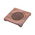 thumbnail image 3 of Tnarru Walnut Wood Teapot Mat Teapot Coaster Tea Accessory Decor Tea Serving Tray Tea Pot Holder for Office Household Indoor Kitchen , Square, 3 of 8