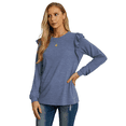 thumbnail image 3 of JWD Long Sleeve Shirts for Women Knit Tops Casual Crewneck Ruffle Tops Loose Fit Blue-Large, 3 of 7
