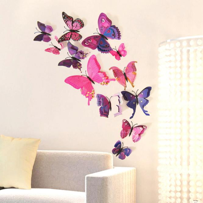 3D Butterfly Wall Sticker Bedroom Decoration Big Butterflies Home Decal  Ornament
