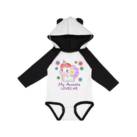

Inktastic My Auntie Loves Me- cute unicorn Gift Baby Boy or Baby Girl Long Sleeve Bodysuit
