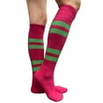 thumbnail image 4 of Couver Hot Pink Softball/Sports Striped Knee High Softball Baseball Sports Tube Socks, Bright Green Medium, 4 of 7