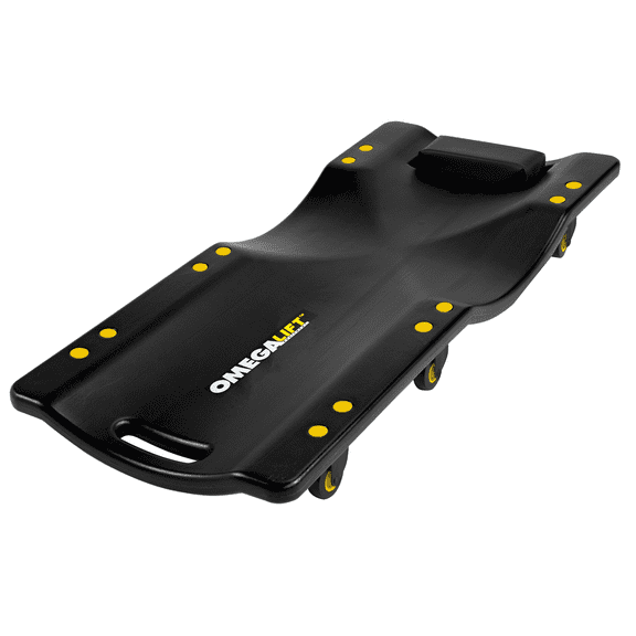 Omega 91900 36 In. 300 Pound Capacity Plastic Creeper with Swivel Casters, Black