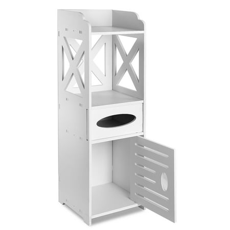 Family Room Cabinets And Shelves Floor Cabinet Bathroom Floor Cabinet Free Standing Shelf Rack Storage Organizer Closet White for Bedroom Living Room Kitchen Office Use ()