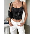 thumbnail image 6 of Women'S Cute Cropped Tank Tops Summer Polka Dots Y2K Going Out Basic Sleeveless Camisole Shirts Black XL, 6 of 7