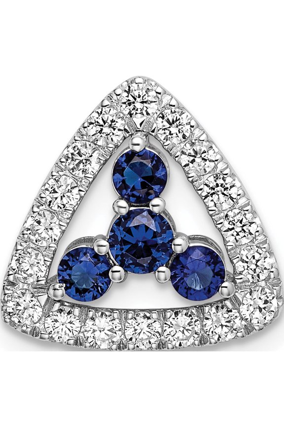 14K White Gold Lab Grown Diamond Si1/Si2, G H I, & Cr Sapphire Triangle Pe (13.36 X 14.01) Made In India pm7932-csa-045-wlg