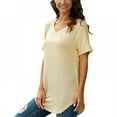 thumbnail image 2 of Baywell Womens Tops V Neck Tee Casual Short Sleeve T Shirts, Beige, L, 2 of 8