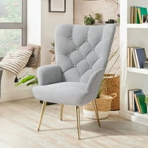 Daluvenix Adjustable Legs Accent Chair, Velvet/Leather Upholstery, High Wide Armrest & Thick Pad, 300LBS Weight Capacity Single Sofa, Grey