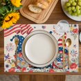 thumbnail image 4 of Independence Day Placemats Set of 12, Red Blue Gnomes Flag Flowers Firework Placemats for Dining Table, Place Mats for Kitchen Tabletop, Waterproof Wipeable Dining Table Mats Set, 4 of 9
