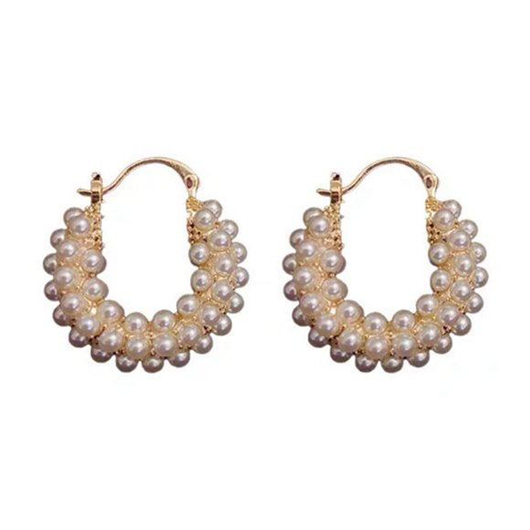 Hearth & Gear Small Rice Pearl Earrings Gold Earrings Design Earrings Light High Sense Earrings Temperament Earrings Hoop Earrings for Women Earrings Earring Women Studs Pearl Hoops Earrings on