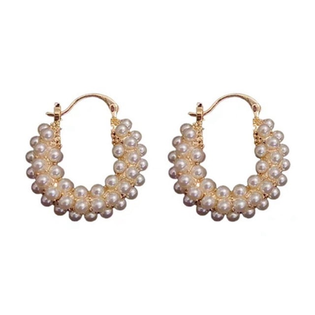 Hearth & Gear Small Rice Pearl Earrings Gold Earrings Design Earrings Light High Sense Earrings Temperament Earrings Hoop Earrings for Women Earrings Earring Women Studs Pearl Hoops Earrings on