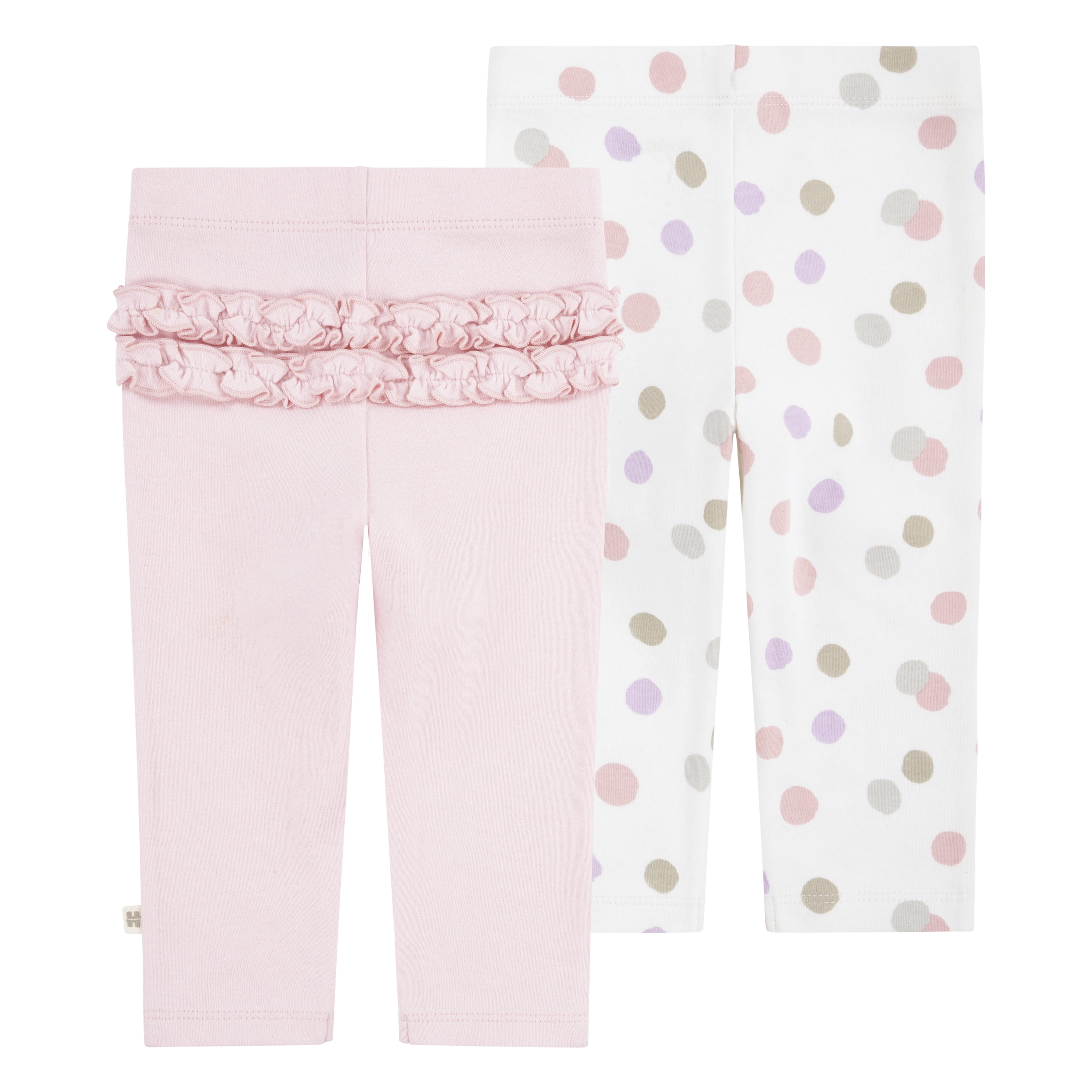 Huggies Baby Girls Cotton Leggings, 2-Pack, Sizes 0M-24M