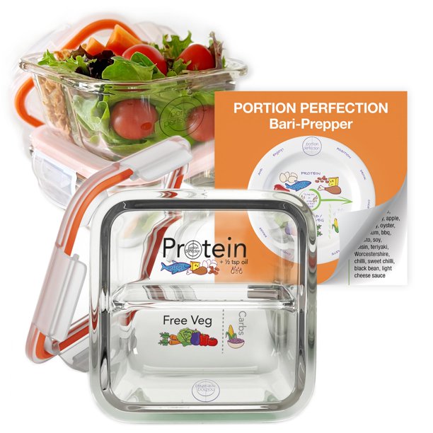Recipientes para preparación de comidas, vidrio bariátrico para control de porciones, paquete de 3
