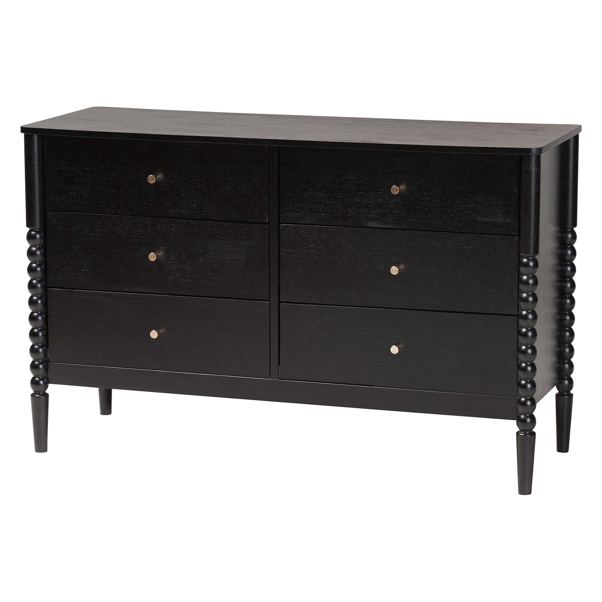 Baxton Studio Lucera Mid-Century Bedroom Set, Full, Black