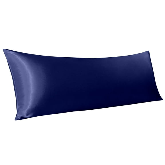 Flxxie Ultra Soft Satin Body Pillowcase for Hair and Skin, Luxurious and Silky Body Pillow Cover with Envelope Closure, 20"x54", Navy Blue