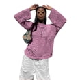 thumbnail image 3 of Chandail Surdimensionné Ajouré pour Femmes à Manches Longues, Impression Croisée, Chandails Punk Déchirés, Haut Gothique Tricoté, Mode Urbaine, 3 of 7