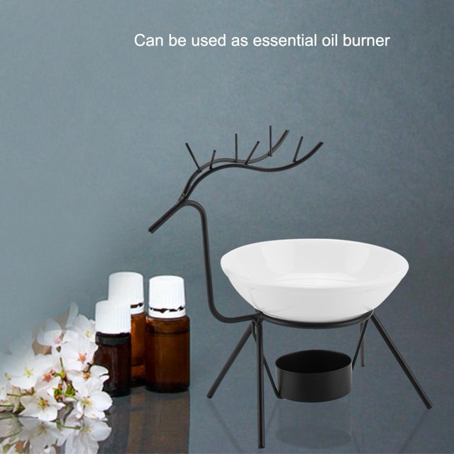 Quemador de aroma de aceite, candelabro de aceite esencial de hierro con forma de ciervo, diseño elevado