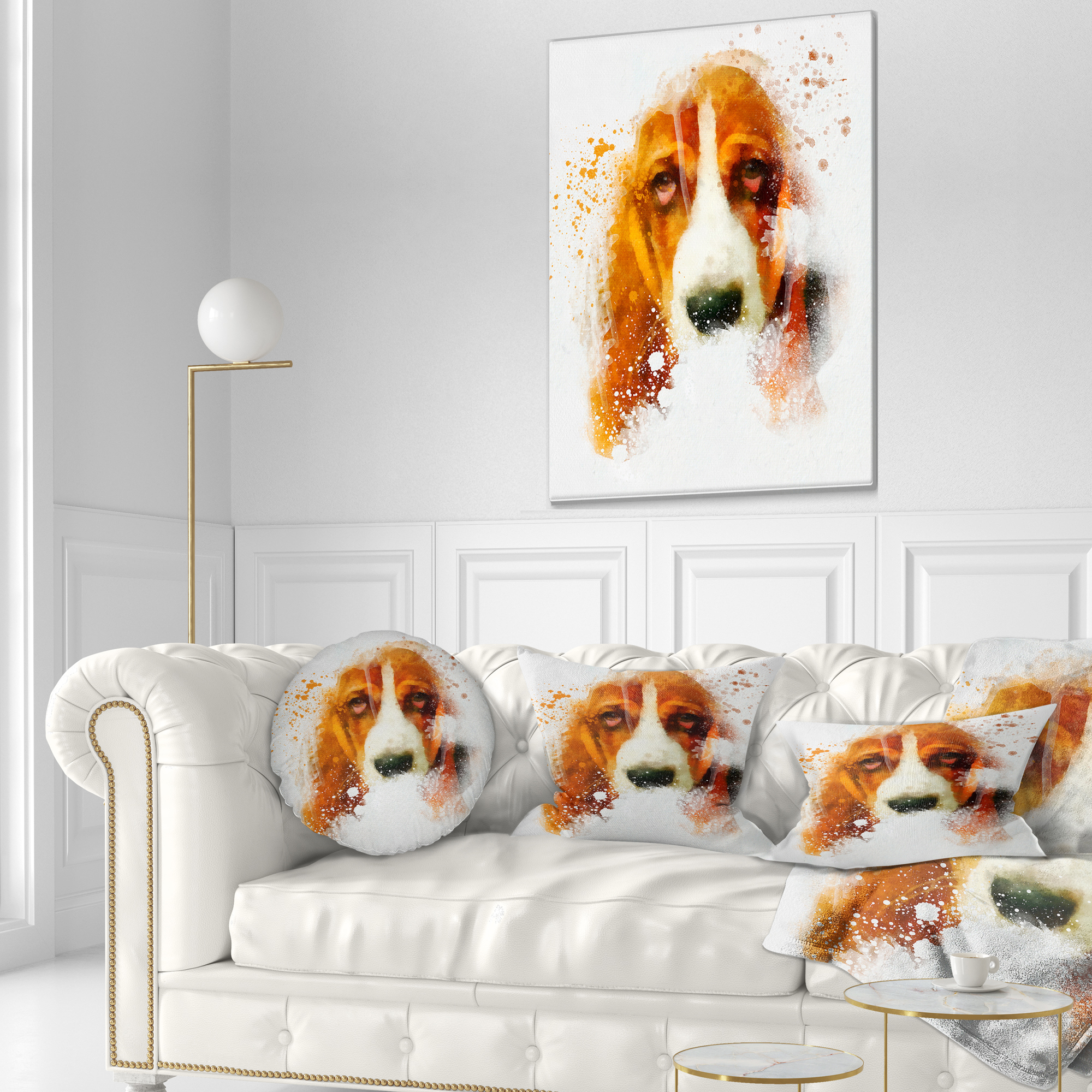 Designart Sober Brown Dog Portrait - Animal Throw Pillow - 12x20