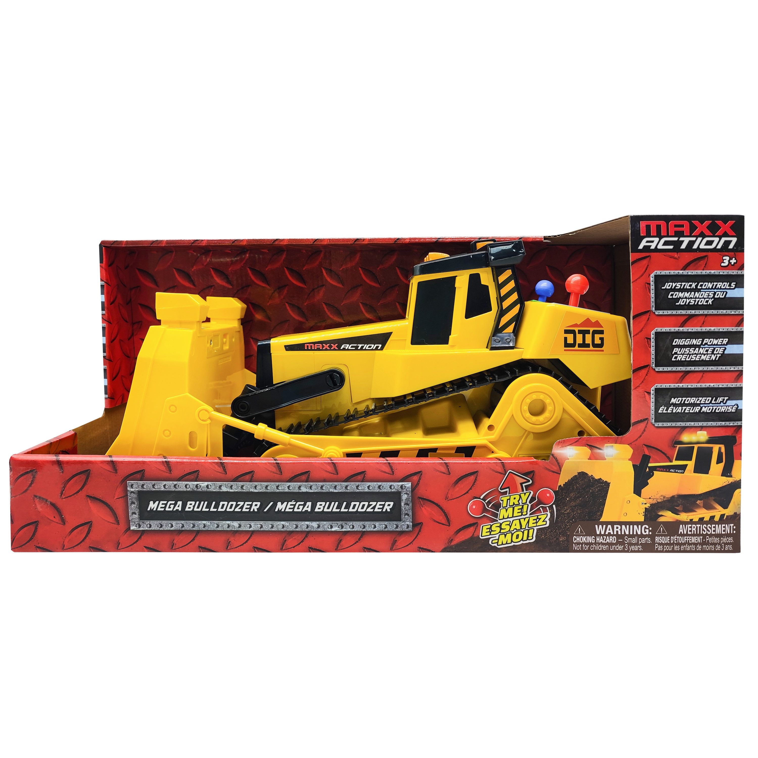 Maxx Action 16" Dozer with Joystick Controls, Lights, Construction Sounds, Motorized Movement, and Real Working Bucket, Maxx Action Maxx Power Dozer