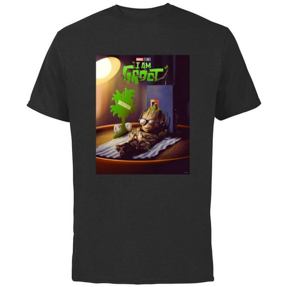 Marvel Studios I Am Groot Poster - Short Sleeve Cotton T-Shirt for Adults - Customized-Black