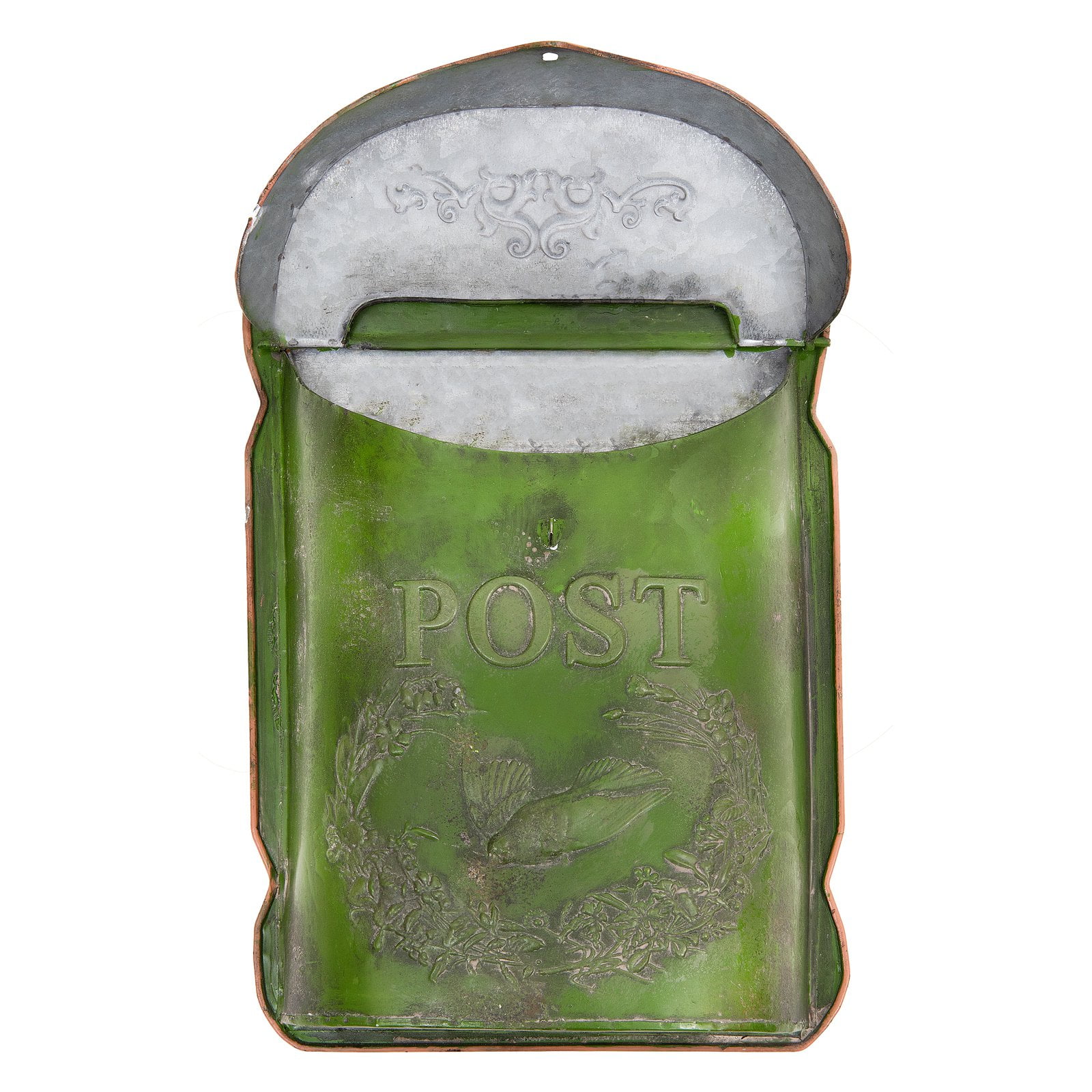 Woven Paths Navy Embossed Tin "Post" Letter Box