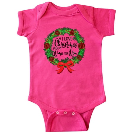 

Inktastic I Love Christmas with My Oma and Opa Wreath Gift Baby Boy or Baby Girl Bodysuit