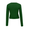 thumbnail image 6 of TODOZO Long Sleeve Shirts for Women Tunic Tops Casual Womens Summer Tops Womens Crewneck Long Sleeve Shirt Double Lined Basic Tees Side Ruched Going Out Crop Tops Green L, 6 of 9