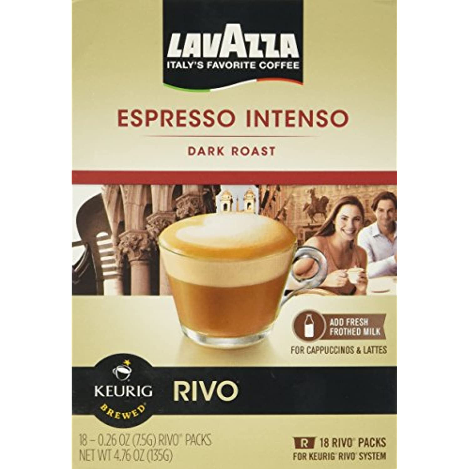 Lavazza Intenso, Espresso 18 Packs Of .26Oz For Keurig Rivo Systems