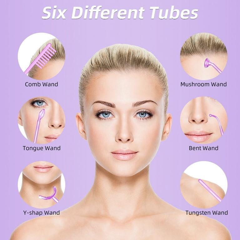 KingFurt Portable High-Frequency Facial Wand, 6-in-1 Skin Toning