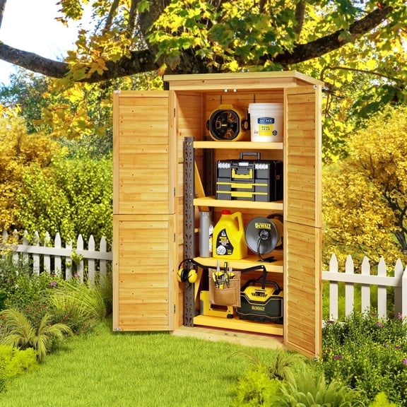 Asofer Outdoor Storage Shed, Storage Cabinet Clearance, Wooden Tool Shed, Deck Cabinet for Outside Patio Lawn