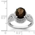 thumbnail image 2 of 925 Sterling Silver Rhodium Diamond and Oval Checker-Cut Smoky Quartz Ring, 2 of 2