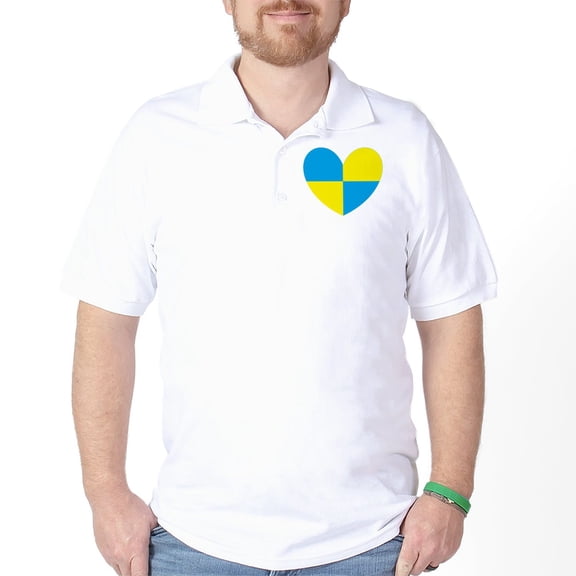 CafePress - I Stand With Ukraine Heart Golf Shirt - Golf Shirt, Pique Knit Golf Polo