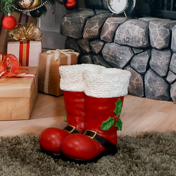 Sunnydaze Santa Boots Statue Indoor/Outdoor Christmas Decor, 13Inch