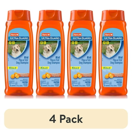 (4 pack) Hartz UltraGuard Citrus Flea & Tick Dog Shampoo, 18 fl oz