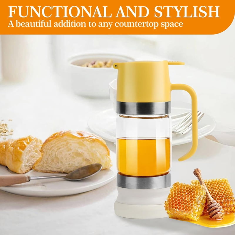2Pcs 10OZ/300ml Honey Dispenser No Drip - Syrup Pump for Coffee, Mini Jars Coffee