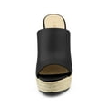 thumbnail image 2 of BLISSFUL STEP Chaussures pour Femmes Talon Compensé Bout Ouvert Espadrilles Mules à Plateforme Noir 8,5, 2 of 8