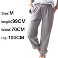 thumbnail image 2 of Pantalones rectos de mujer, pantalones casuales con cintura elástica y bolsillos, 2 of 5