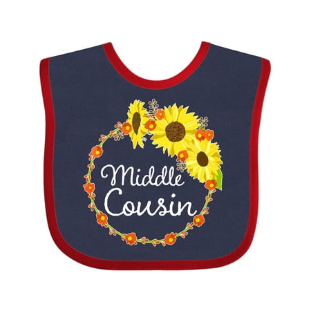 

Inktastic Middle Cousin Sunflower Wreath Gift Baby Boy or Baby Girl Bib