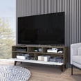 thumbnail image 2 of DeeHome New Haven 2-Drawer 3-Shelf TV Stand Dark Walnut and White, 2 of 6