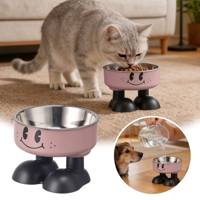 Bol de Nourriture Surélevé Station d'Alimentation en Acier Inoxydable, et Bol de Nourriture pour Chat une Assiette Surélevée en Acier Inoxydable pour Réduire la Pression sur le Cou pour Petits Chiens Accessoires Batterie pour la Pluie des Chiens