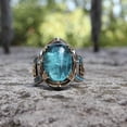 thumbnail image 4 of Wmhnj Anillo azul estilo punk vintage grabado, talla 5, joyera de moda para hombre y mujer, banda ajustable con cristal de circonita cbica hipoalergnico., 4 of 6