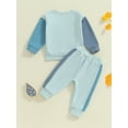 thumbnail image 4 of Musuos Toddler Boys Fall Outfits 0-3 Years Contrast Color Long Sleeve Sweatshirts and Long Pants 2Pcs Clothes Set, 4 of 9