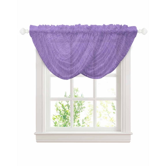 Lavender Burlap Texture Sheer Waterfall Valance Curtains for Window, Farmhouse Vintage Lavender Rod Pocket Sheer Topper Swag Curtains for Living Room, Kitchen 38.5"W x 47.2"L, 2 Panels