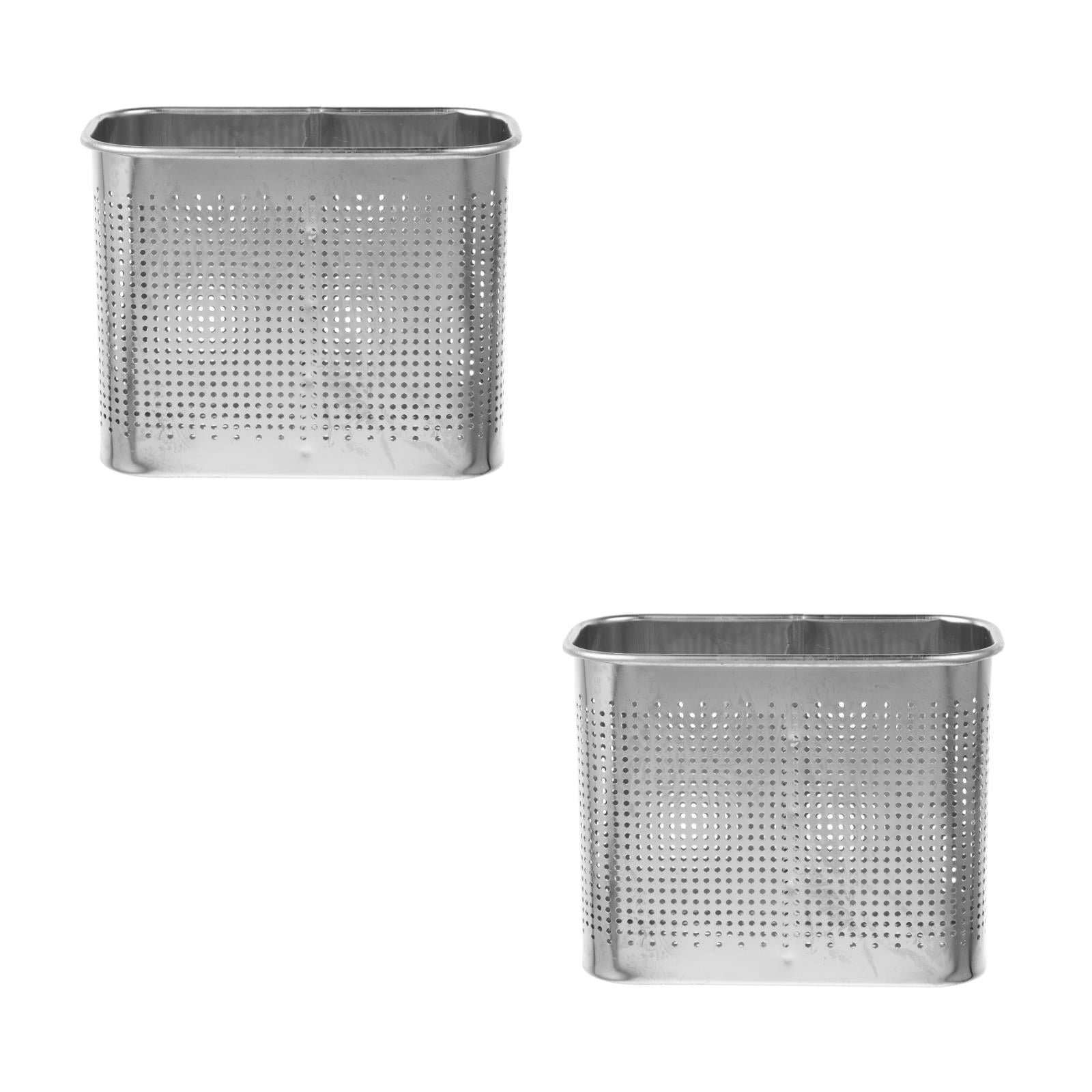 FRCOLOR 2pcs Stainless Steel Chopstick Holder Kitchen Wall Utensil Holder 2-compartment Spoon Holder Hanging Type Cutlery Holder Basket
