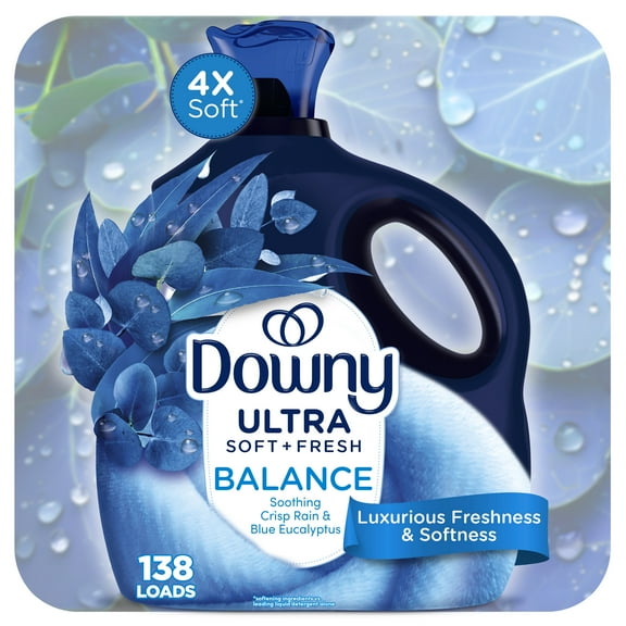 Downy Ultra Soft Liquid Fabric Softener, Balance, Crisp Rain & Blue Eucalyptus, 93 fl oz, 138 Loads