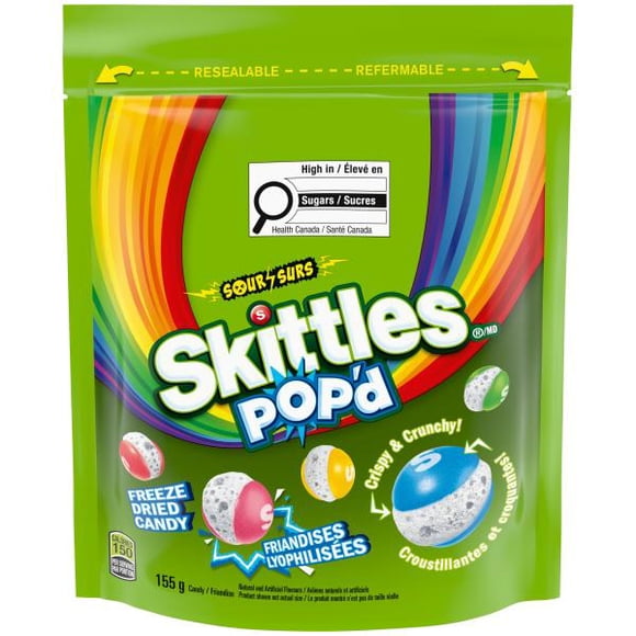 SKITTLES ÉCLATÉS Surs, sac de friandises lyophilisées, 155 g