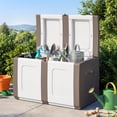 thumbnail image 4 of Gymax Deck Box Patio Container w/ Lockable Lid Weatherproof Plastic Storage Bin Beige & White, 4 of 9