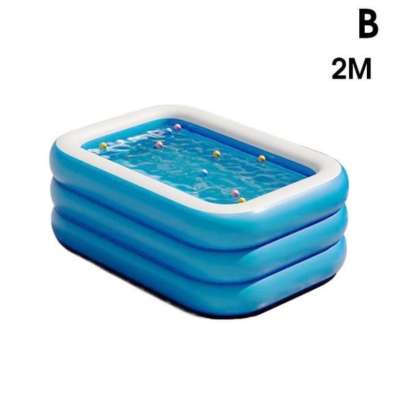 2 meters 2 layers blue and white PVC children's inflatable swimming pool home outdoor large family pool thickened plastic baby baby pool