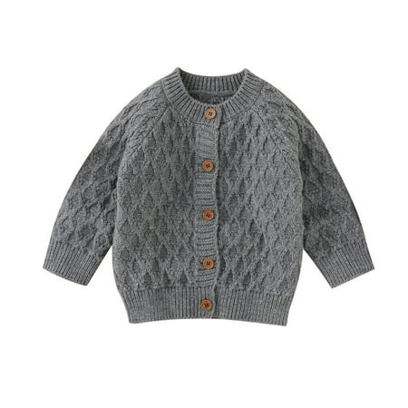 

Promotion!kids Baby Sweater Cable Knitting Thick Baby Unisex Cardigan for Autumn Fall 3-24 Months