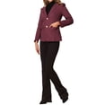thumbnail image 2 of BLAZER DE DENIM PARA MUJER INSPIRADOR CHIC, CON SOLAPA EN V, DE UN SOLO BOTÓN, CON ALMOHADILLAS EN LOS HOMBROS, CHAQUETAS DE TRABAJO, COLOR BURDEOS, 2 of 6